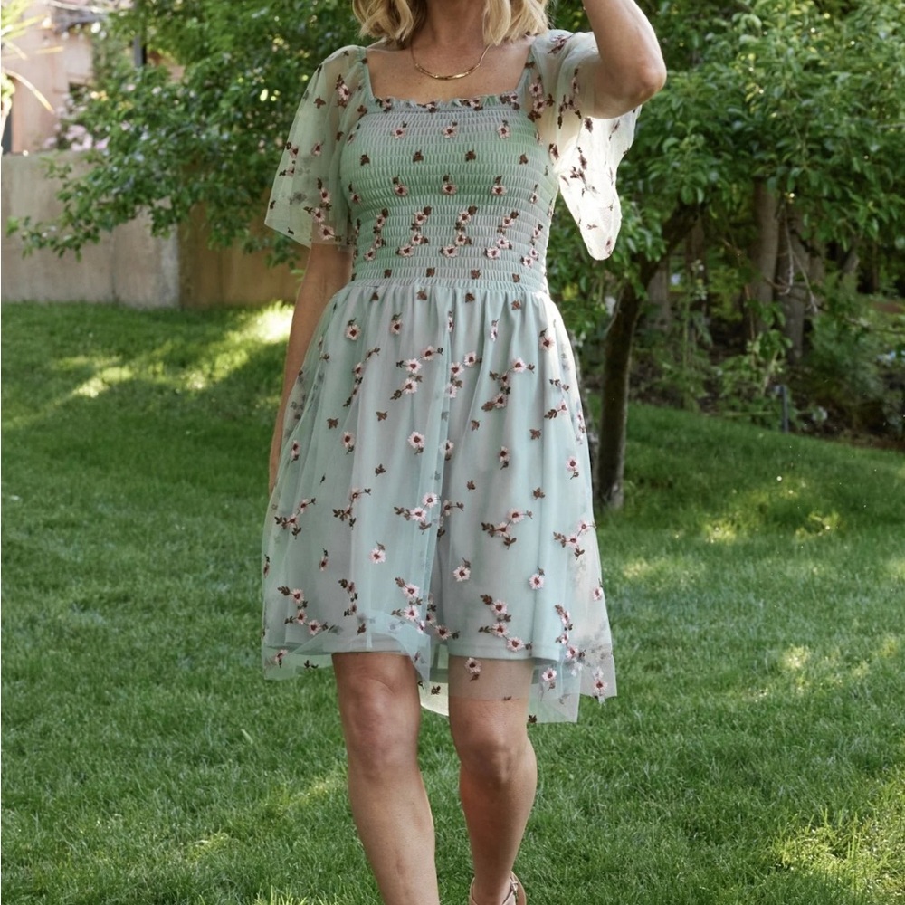 Baltic Born Mint Floral Mini Dress